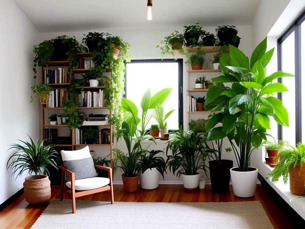 A variety of houseplants displayed in a room, adding beauty and nature to the indoor space.