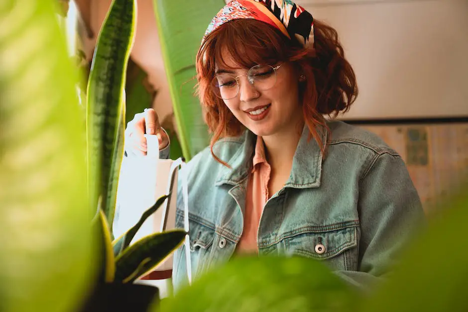 Image of a person carefully watering a houseplant with a smile on their face