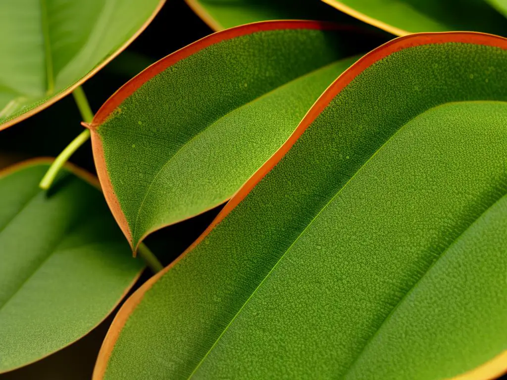 A close-up image of infected leaves with spots and discoloration on a houseplant