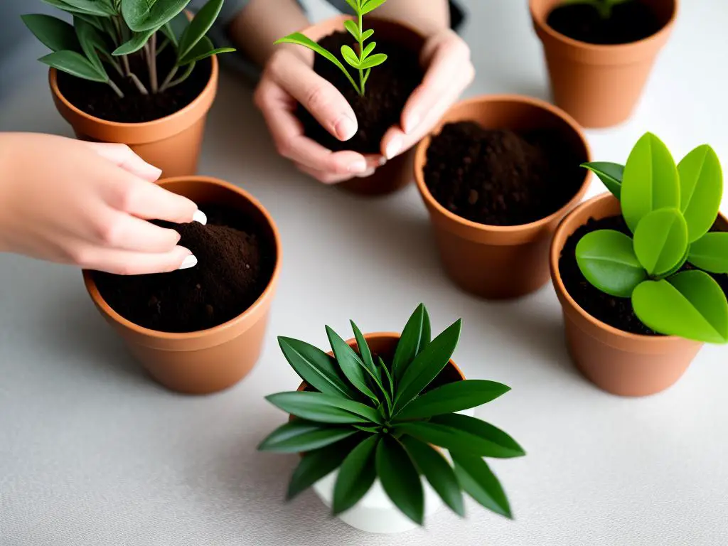 Image of a person holding a small potted plant, symbolizing plant propagation and becoming a plant parent