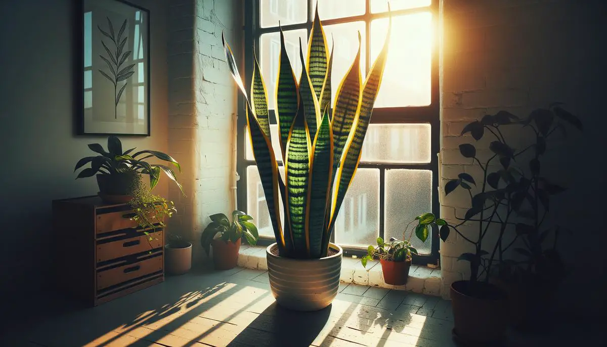 A snake plant thriving in an east-facing window