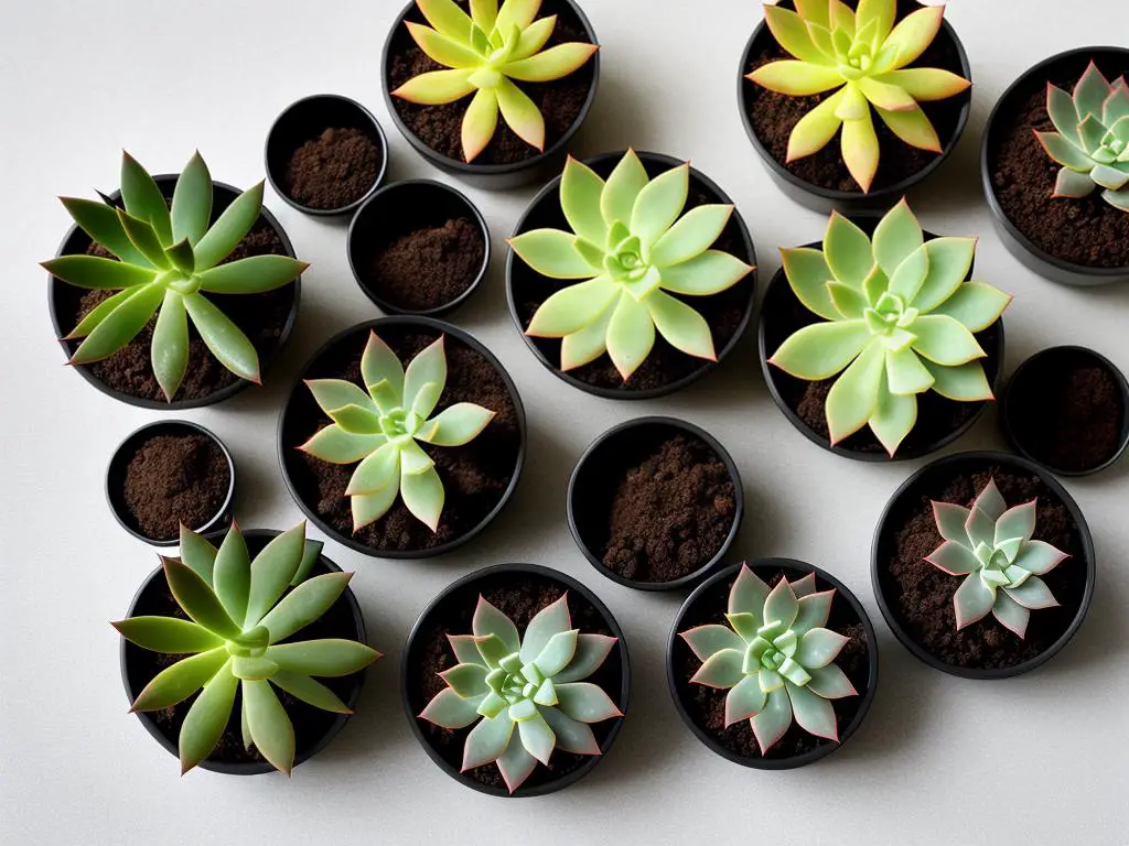 Image of succulent cuttings being propagated