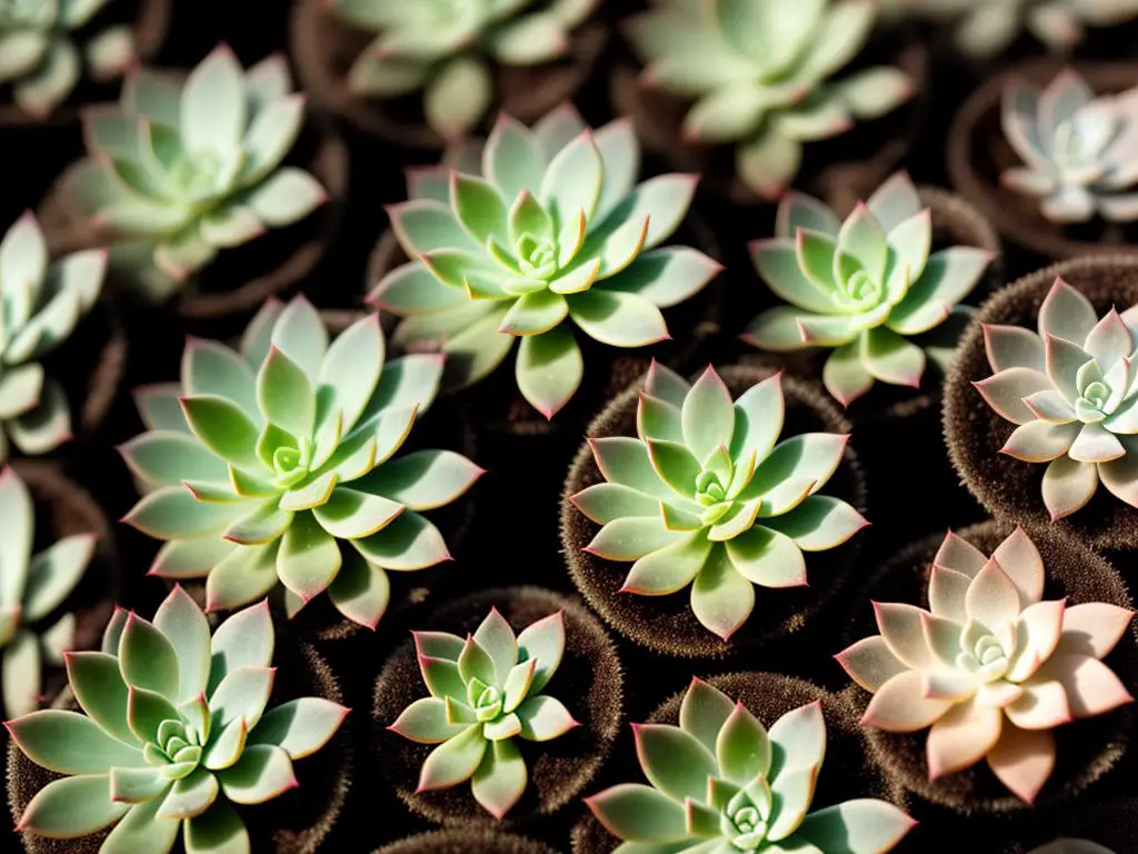 Close-up image of a succulent plant with water droplets on its fleshy leaves, illustrating its ability to store water