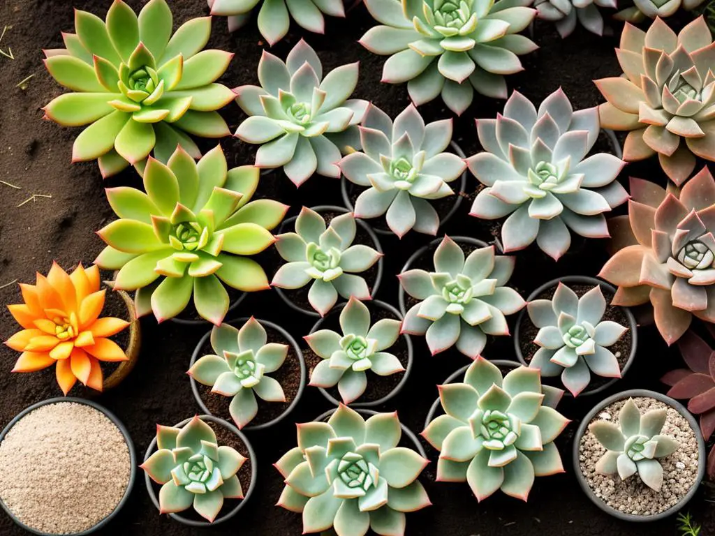 A photograph showing various succulent plants with different shapes and colors, adding beauty to a garden.